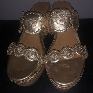 Jack Rogers gold wedges
